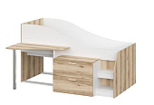 Кровать-чердак Геометрия-3 (Белый/Делано светлый)