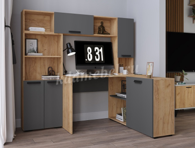 Пенал-надстройка Квартет-13 (Дуб крафт золотой/Графит серый)