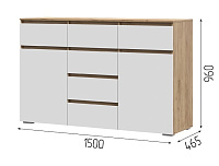 Комод Хелен 6 ящиков КМ 05 (Крафт золотой/Белый)