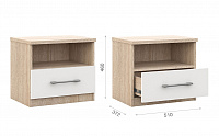 Тумба прикроватная Аврора (2 шт) (Дуб Сонома/Белый)