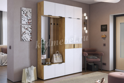 Прихожая Бери (Дуб крафт золотой/Белое дерево)