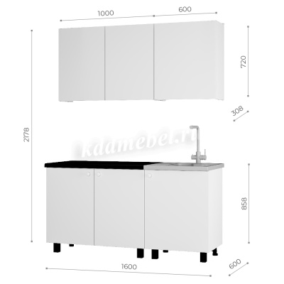 Кухня Куба 1,6 (Белый)