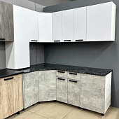 Кухня угловая Пасадена 1,35*1,85 ЛДСП (Белый бриллиант/Ателье светлое/Кастилло) N