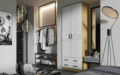 Шкаф Дуэт комбинированный (Дуб Вотан/Белый)