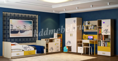 Стол письменный Фантазия (Дуб сонома/Желтый/Белый)