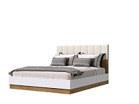 Кровать Адель 1.6 с подъемным механизмом и мягкой спинкой (Дуб вотан/Белый гладкий)