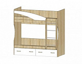 Кровать двухъярусная Буратино (Дуб сонома/Белый)