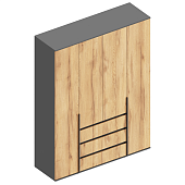 Шкаф 4ств. Стил с ящиками (Темно-серый лофт/Дуб золотистый)
