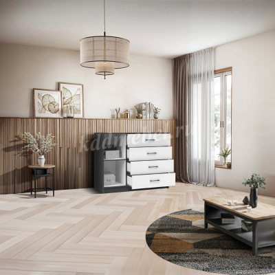 Комод Чикаго 1д 4 ящ (Антрацит/Белый)