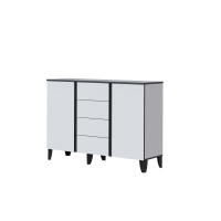 ТЭКС_Гостиная Амара_комод белый с тиснением, графит серый