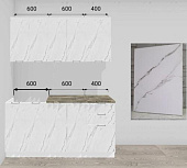 Кухня Вивиан 1,6 МДФ Белый (Мрамор белый/Столешница Олвуд) 