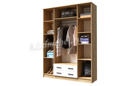 Шкаф Квадро без зеркал (Дуб Вотан/Белый)